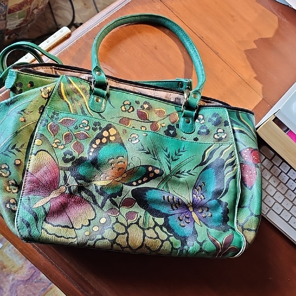 Anushka Handpainted Green Bag